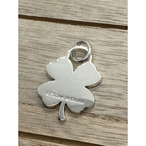 Tiffany & Co Silver Good Luck Shamrock 4 Leaf Clover Charm Pendant - Picture 2 of 9